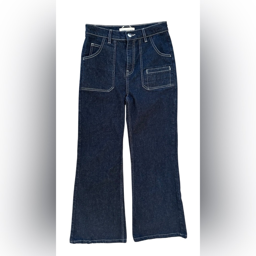 Seventy + Mochi Dark Wash High Rise Contrast Stitch Queenie Jeans Nightfall 25 - Picture 3 of 12